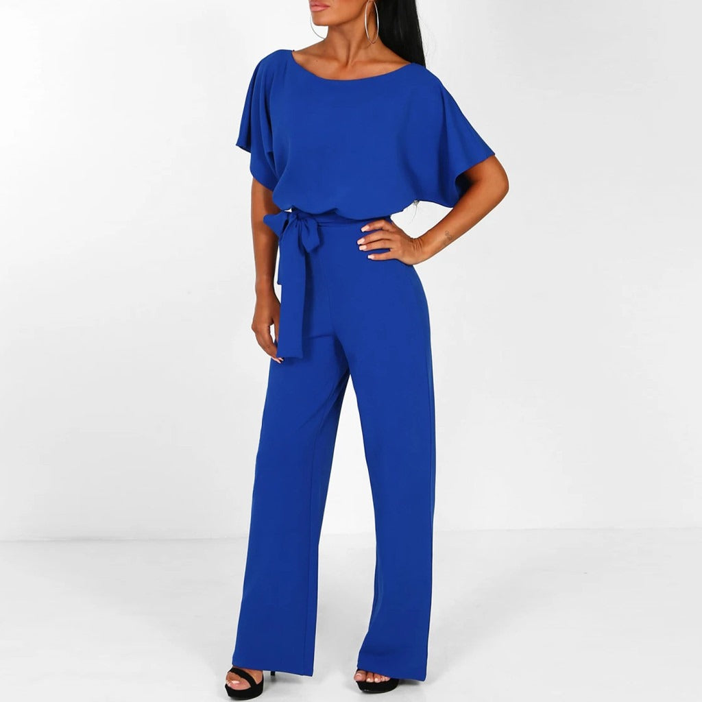 Combinaison Élégante Ceinturée pour Femme - Jambe Large