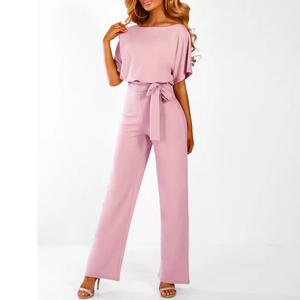 Combinaison Élégante Ceinturée pour Femme - Jambe Large