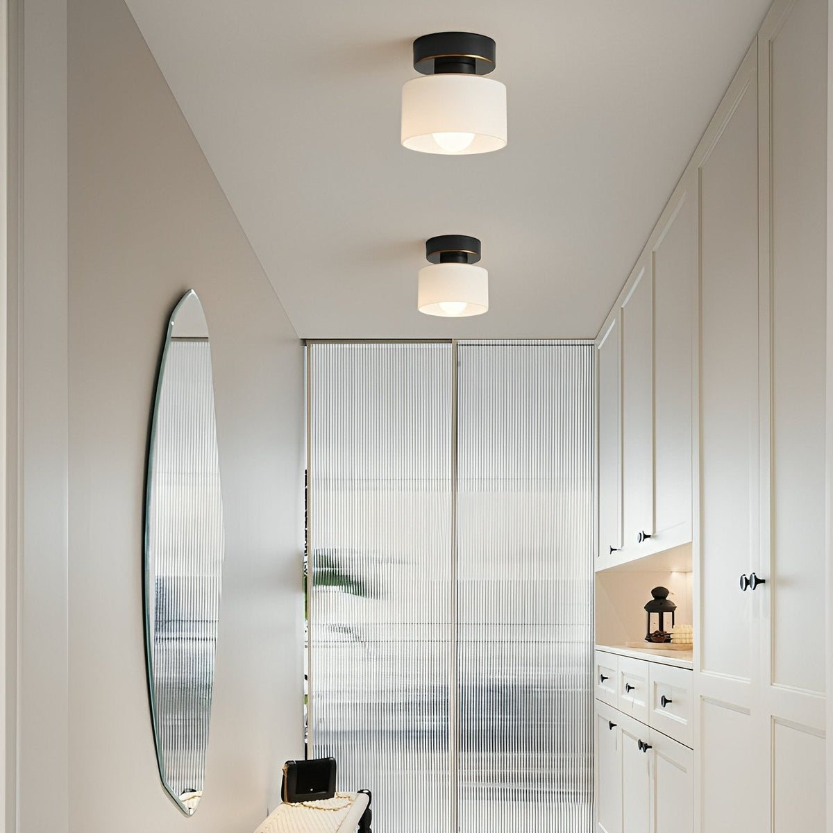 Plafonnier Bauhaus Géométrique Albâtre Tambour