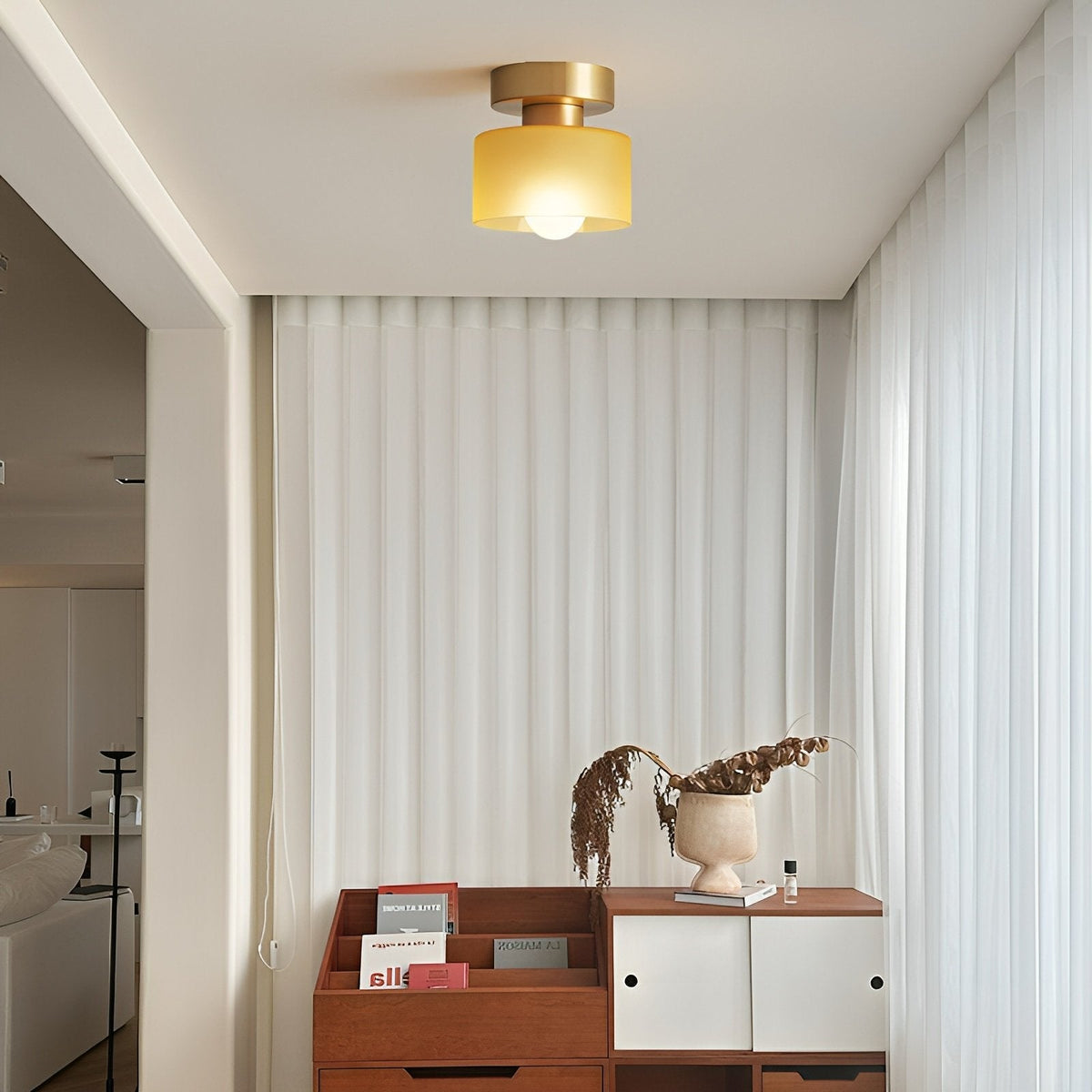 Plafonnier Bauhaus Géométrique Albâtre Tambour
