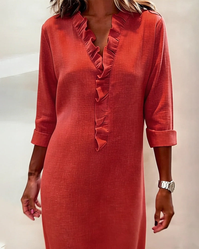 Robe à volants col en V