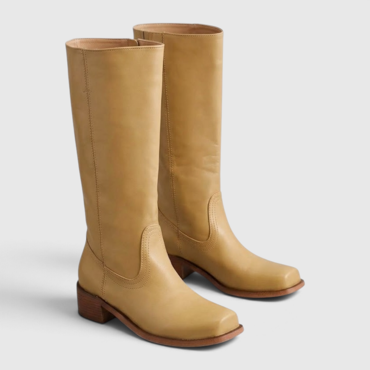 Bottes Hautes en Cuir à Talon pour Femme