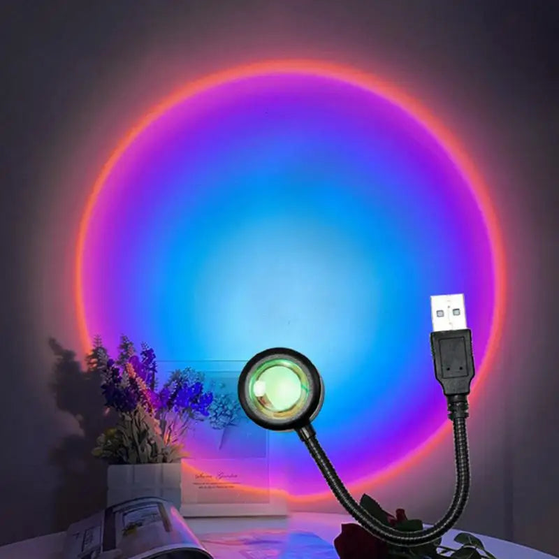 Lampe de Projection Coucher de Soleil – Lumière d'Ambiance Prisme Arc-en-Ciel