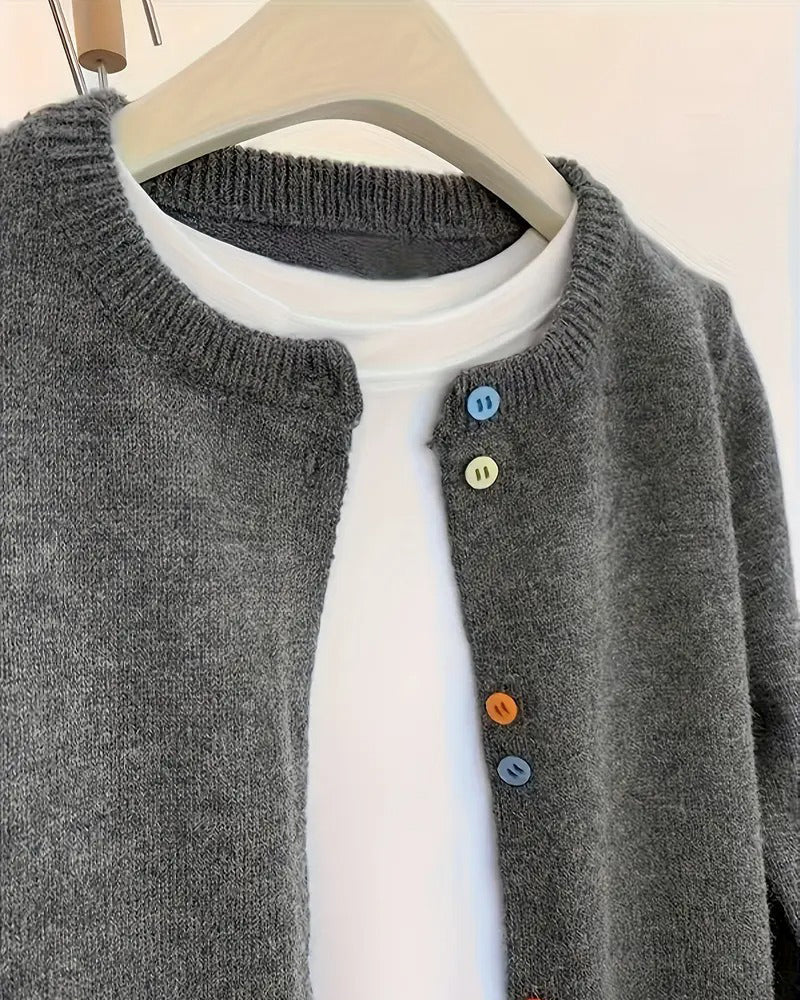 Cardigan uni décontracté à manches longues