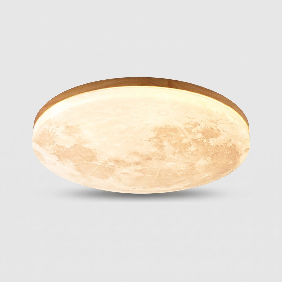 Plafonnier Lune Moderne – Design Lunaire 3D avec Cadre en Bois