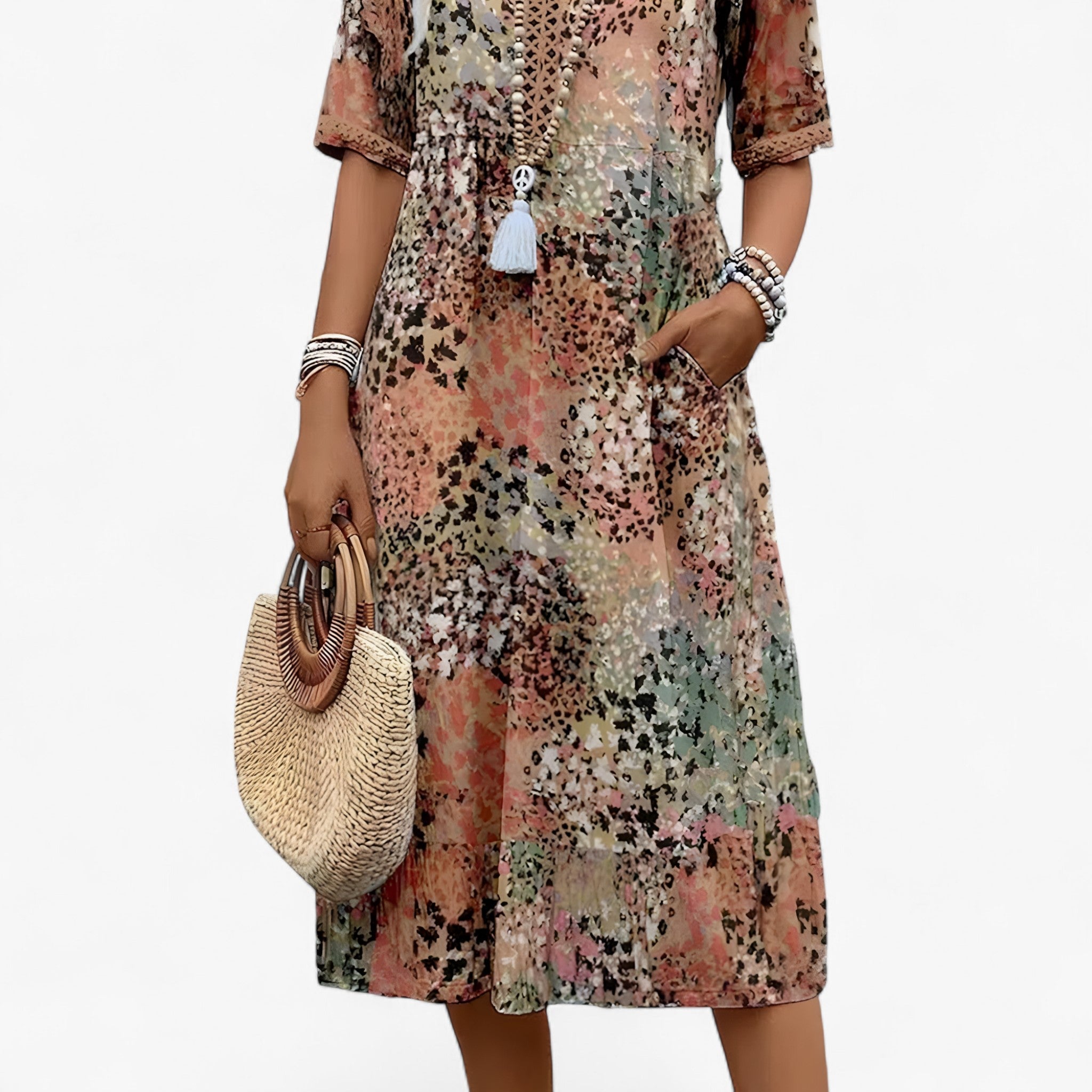 Florales Midikleid für Damen, elegant und sommerlich für Zeremonien und besondere Anlässe