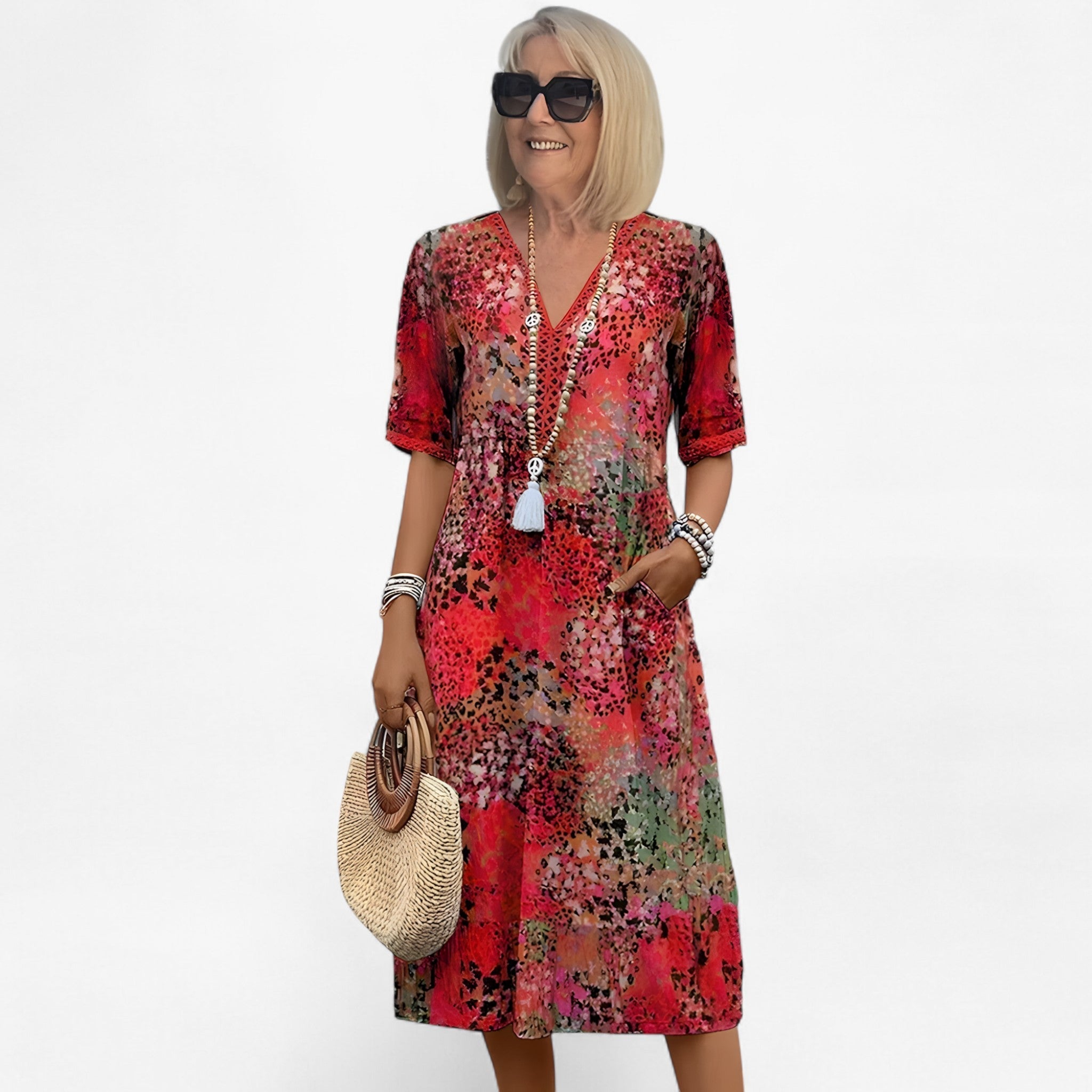 Florales Midikleid für Damen, elegant und sommerlich für Zeremonien und besondere Anlässe