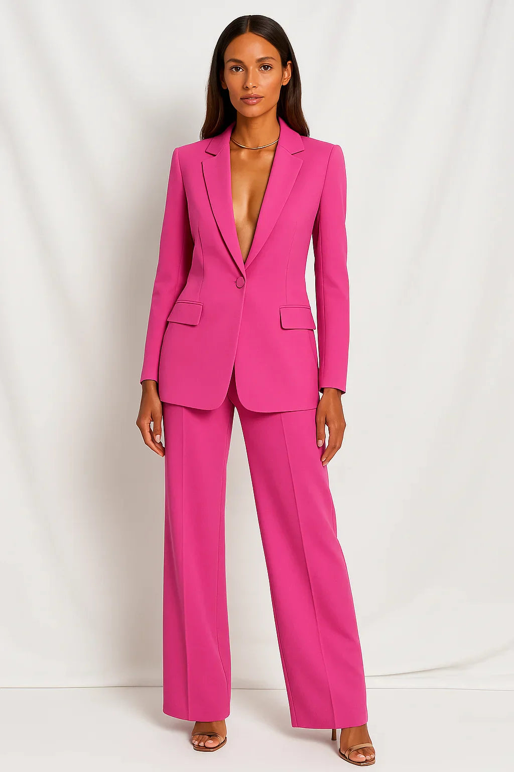 Ensemble Tailleur Femme : Blazer & Pantalon Fluide Noir Élégant