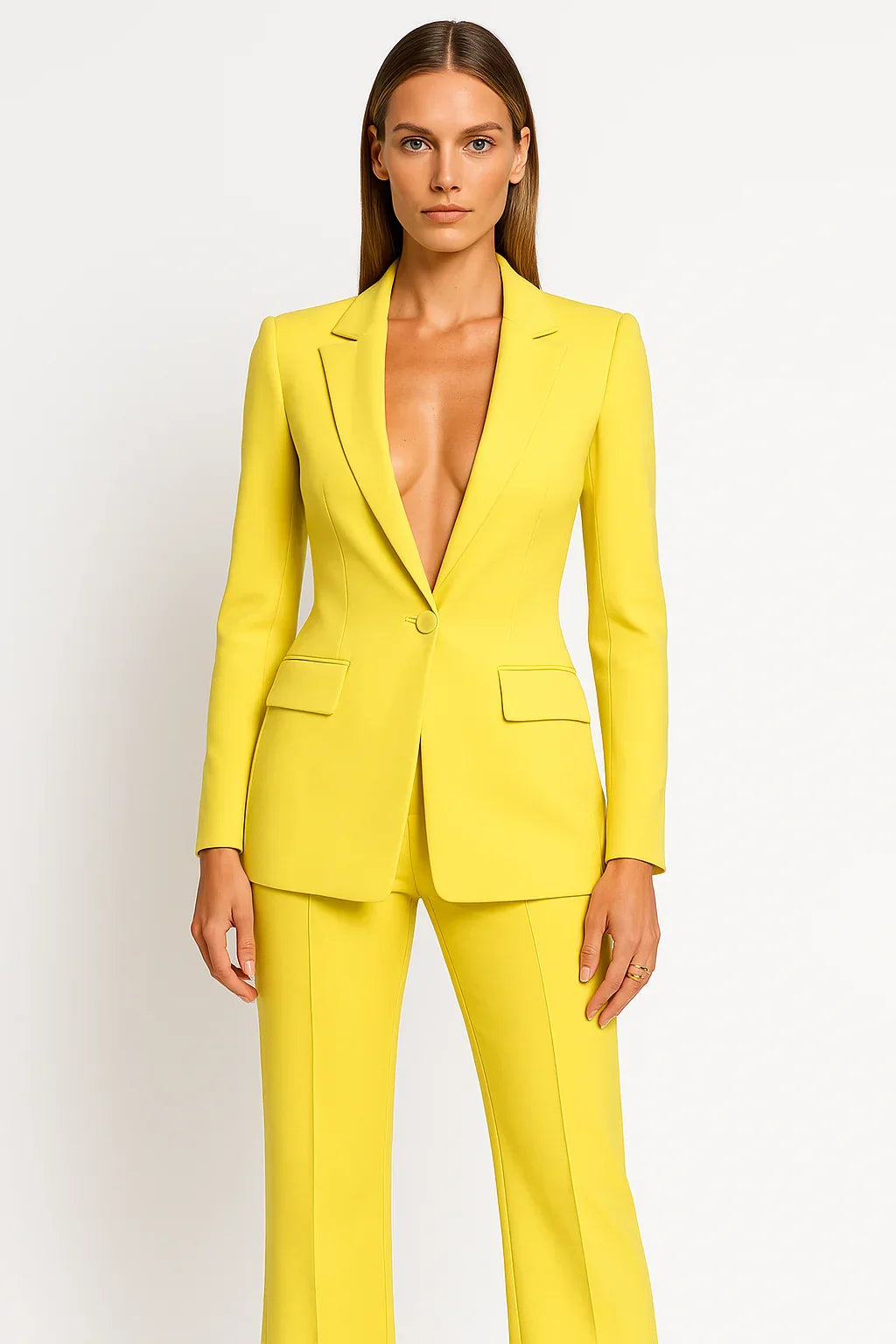 Ensemble Tailleur Femme : Blazer & Pantalon Fluide Noir Élégant