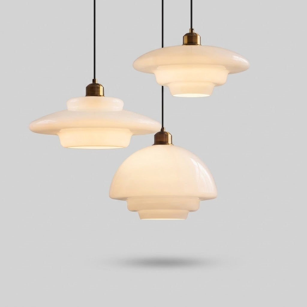 Calistre - Suspension Verre Laiteux Mid-Century