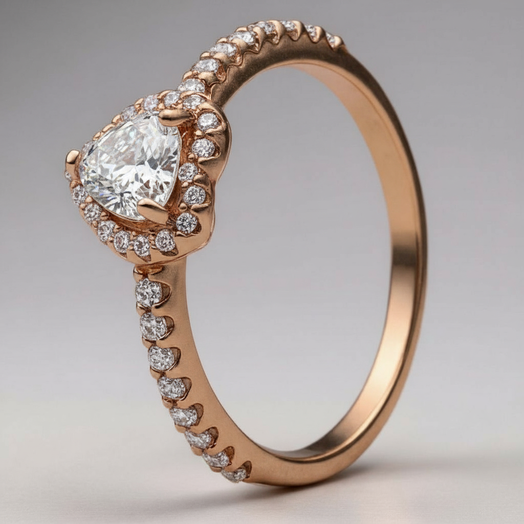 Bague de Fiançailles en Argent 925 avec Diamant en Coeur Femme