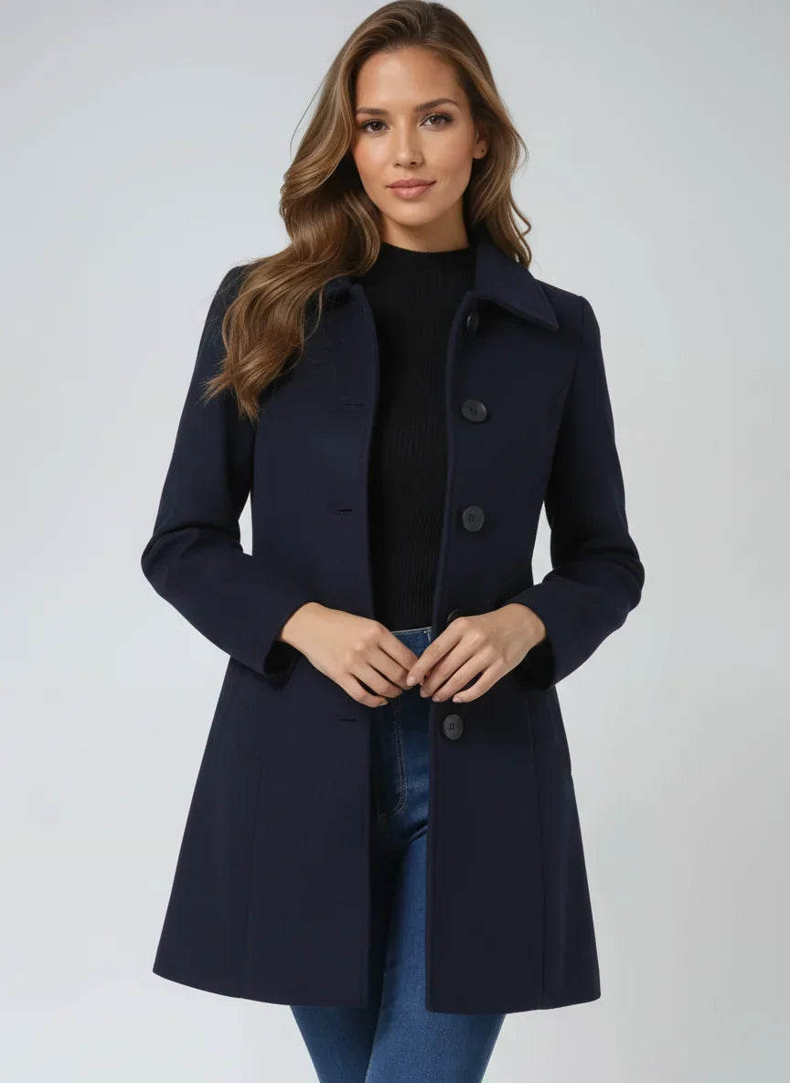 Manteau Ajuste Femme - Col Classique avec Fermeture Boutonnee