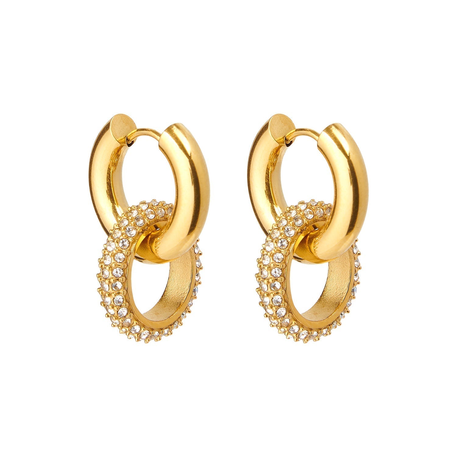 other : Sofia | Boucles d'oreilles pendantes or femme double cerceau in van Seroa