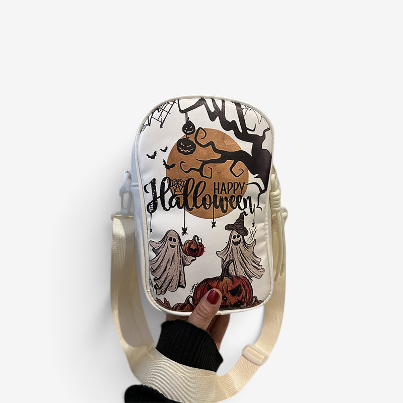 Sac bandoulière compact citrouille Halloween, accessoire festif