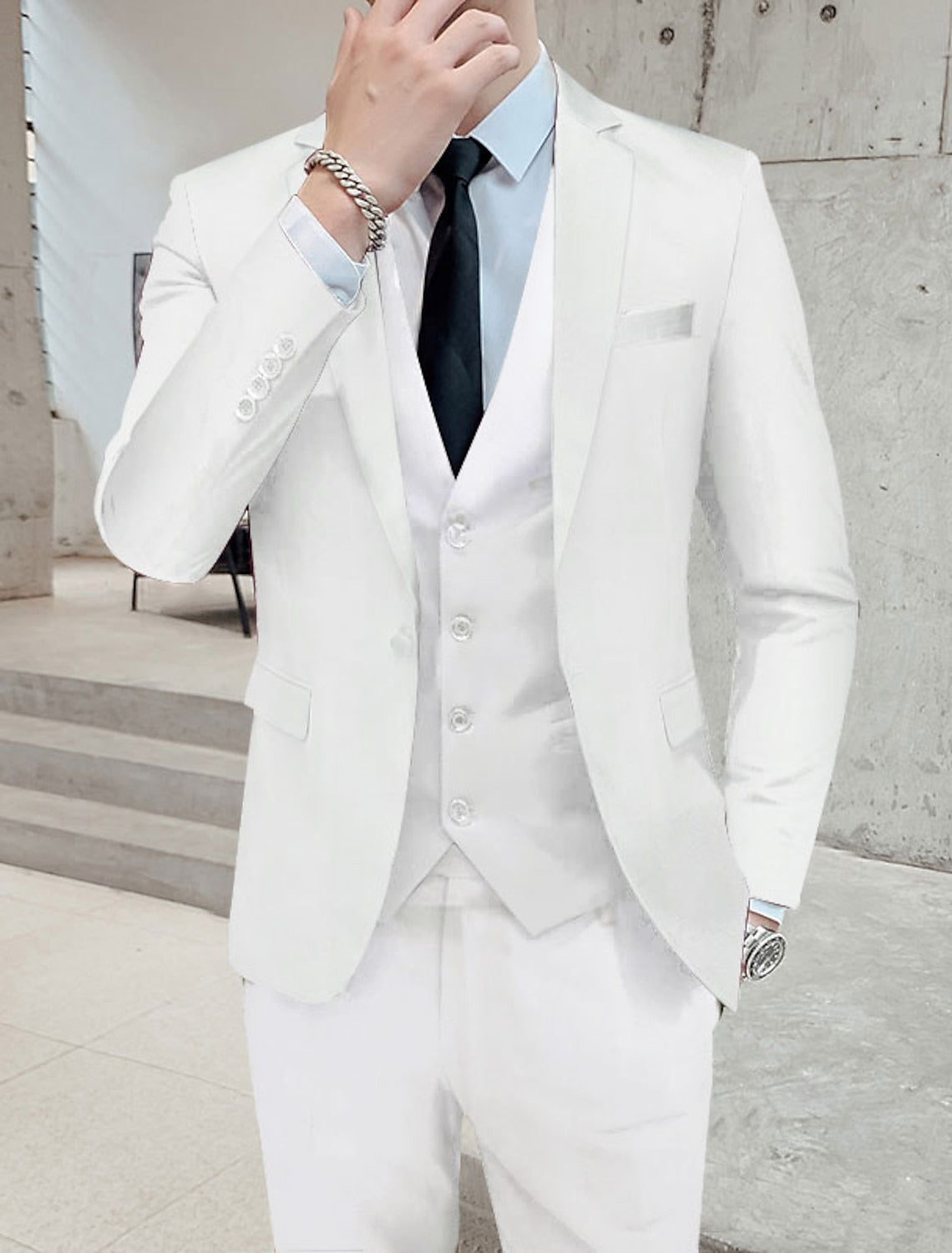 Costume Trois Pieces Homme - Coupe Classique Deux Boutons