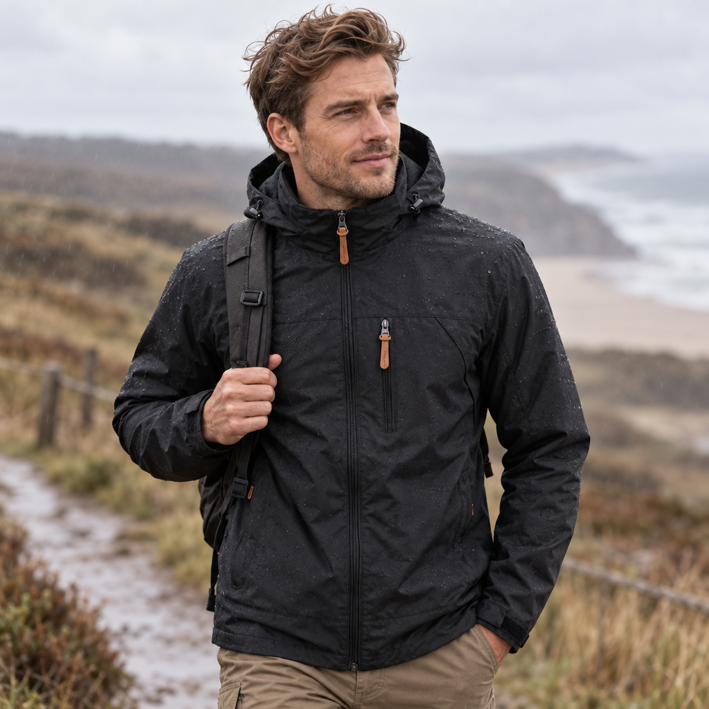 Veste de Randonnée Imperméable et Coupe-Vent pour Homme - Multiples Poches Zippées