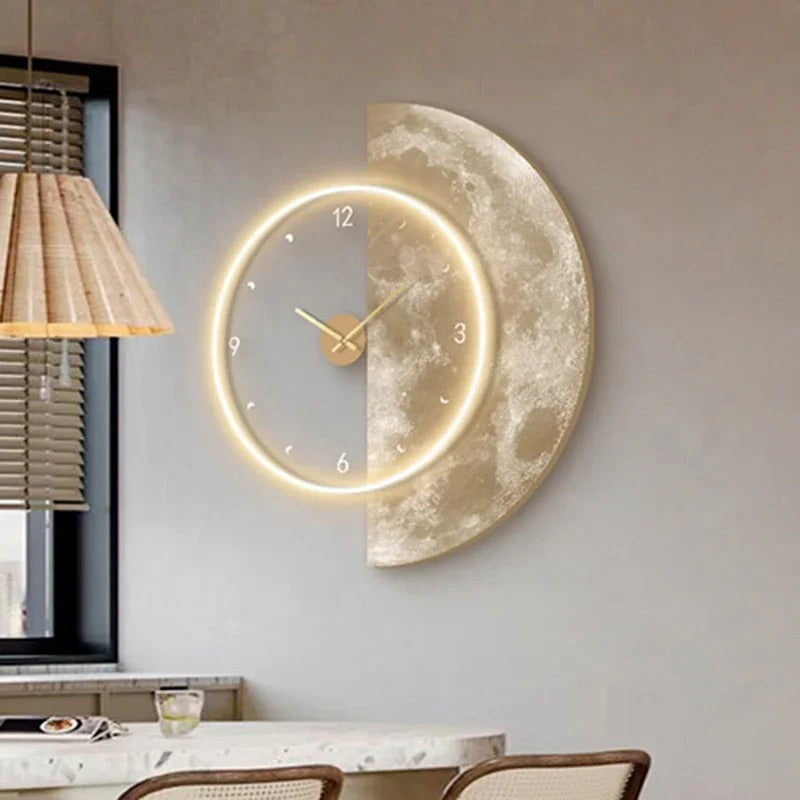 Horloge Murale Lune Lumineuse – Éclairage LED Doux et Design Céleste