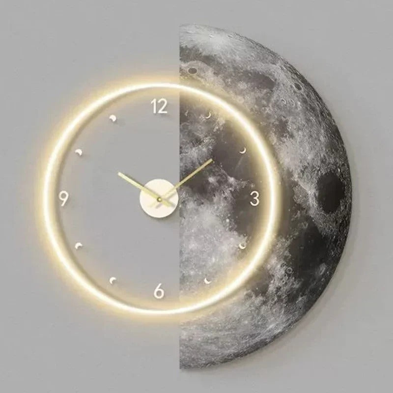 Horloge Murale Lune Lumineuse – Éclairage LED Doux et Design Céleste
