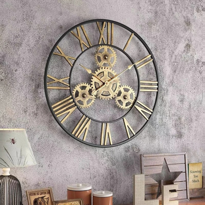 Horloge Murale Engrenages Métalliques – Style Industriel Best-Seller