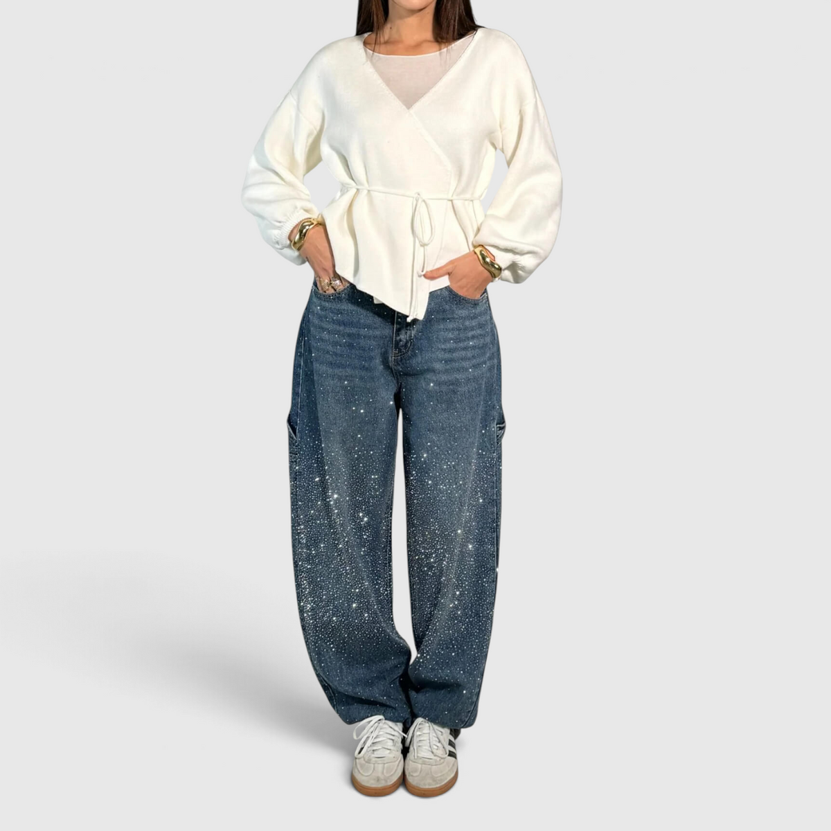 Pantalon Jambe Large pour Femme - Taille Haute