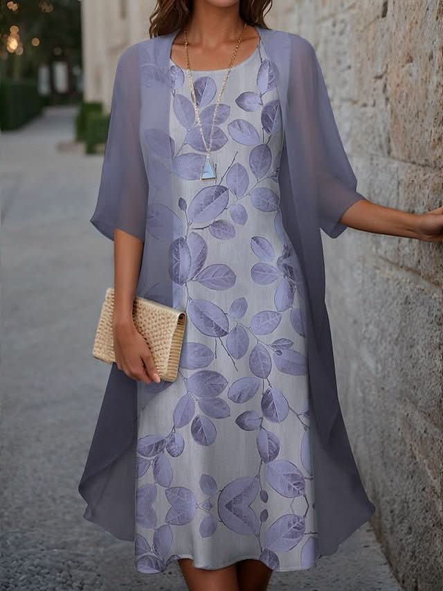 Liezel | Robe mi-longue élégante et fleurie