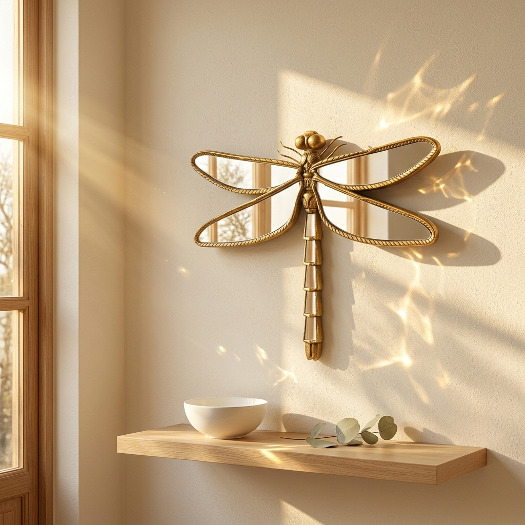 Miroir Mural Decoratif Libellule et Papillon