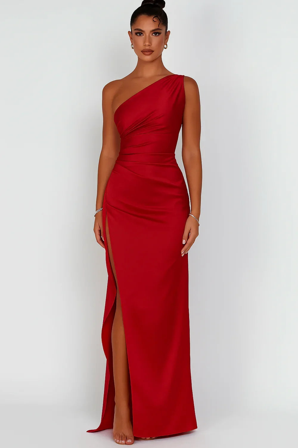 Women's Satin One-Shoulder Maxi Dress