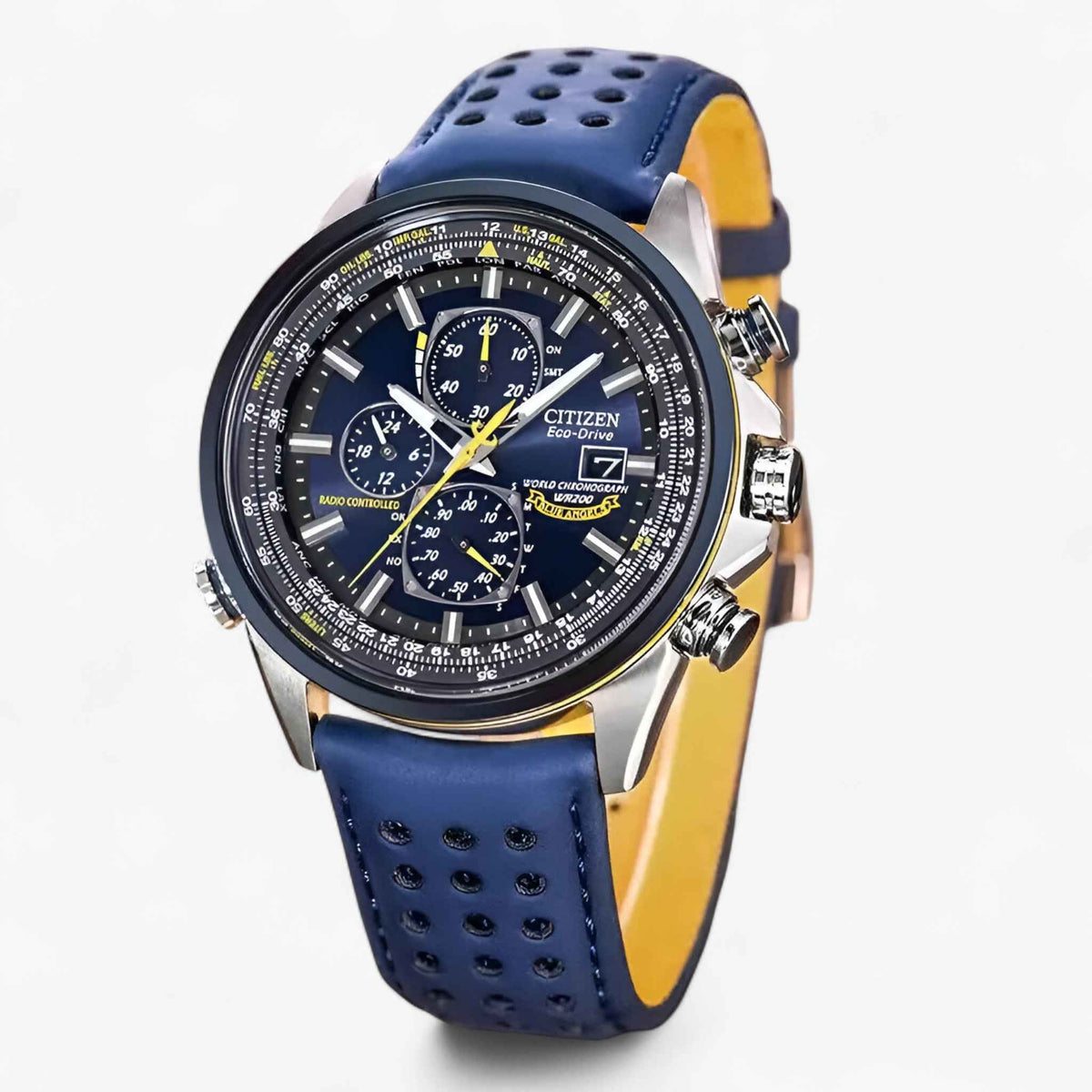 Montre Chronographe Homme MultiSteel 42mm – Acier Argenté, Cadran Bleu