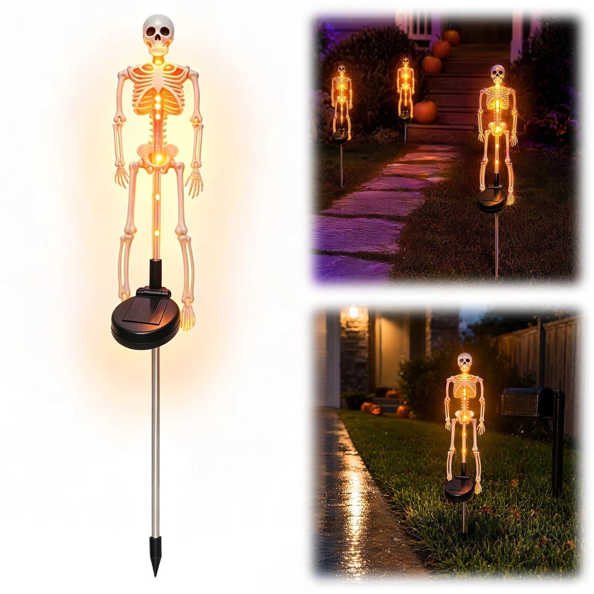 Piquet de Jardin Squelette Solaire Lumineux - Décor LED Halloween Extérieur