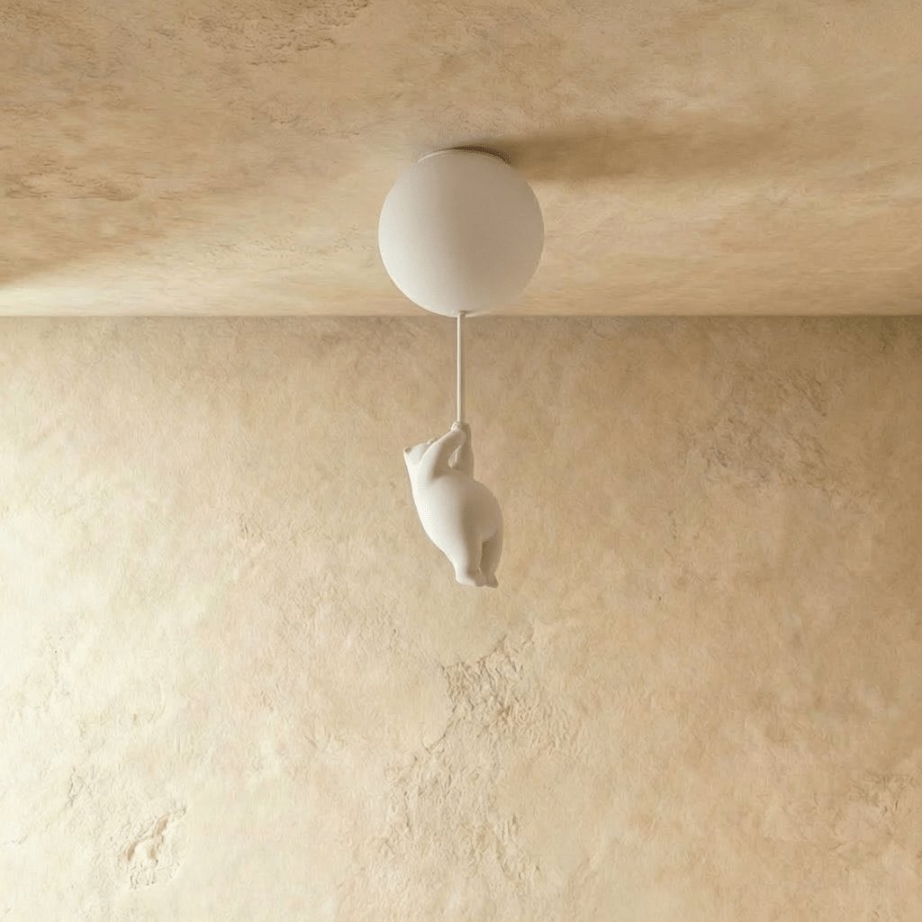 Plafonnier Métallique Minimaliste avec Figurine d'Ourson