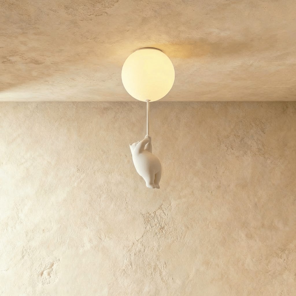 Plafonnier Métallique Minimaliste avec Figurine d'Ourson
