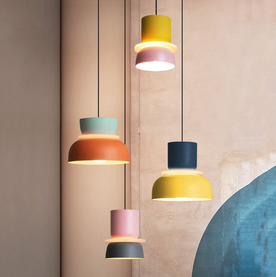 Suspension LED Métal Nordique Abat-Jour Macaron Étagé