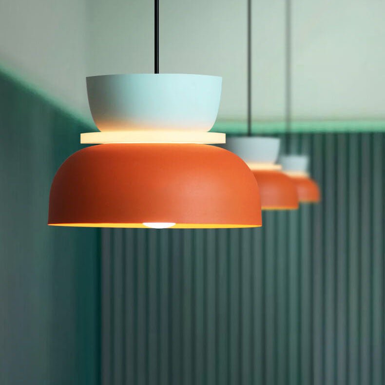 Suspension LED Métal Nordique Abat-Jour Macaron Étagé
