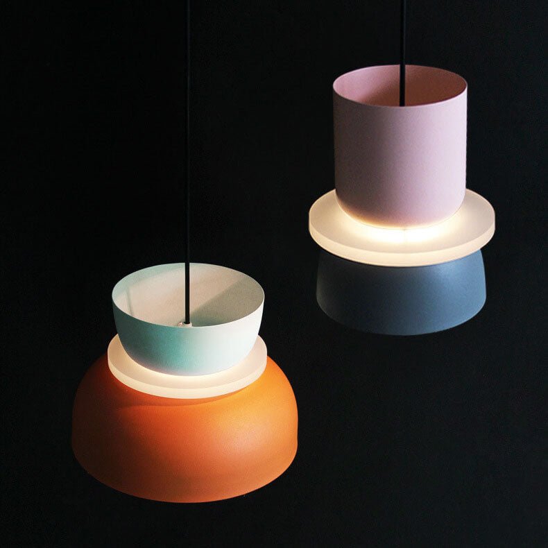 Suspension LED Métal Nordique Abat-Jour Macaron Étagé
