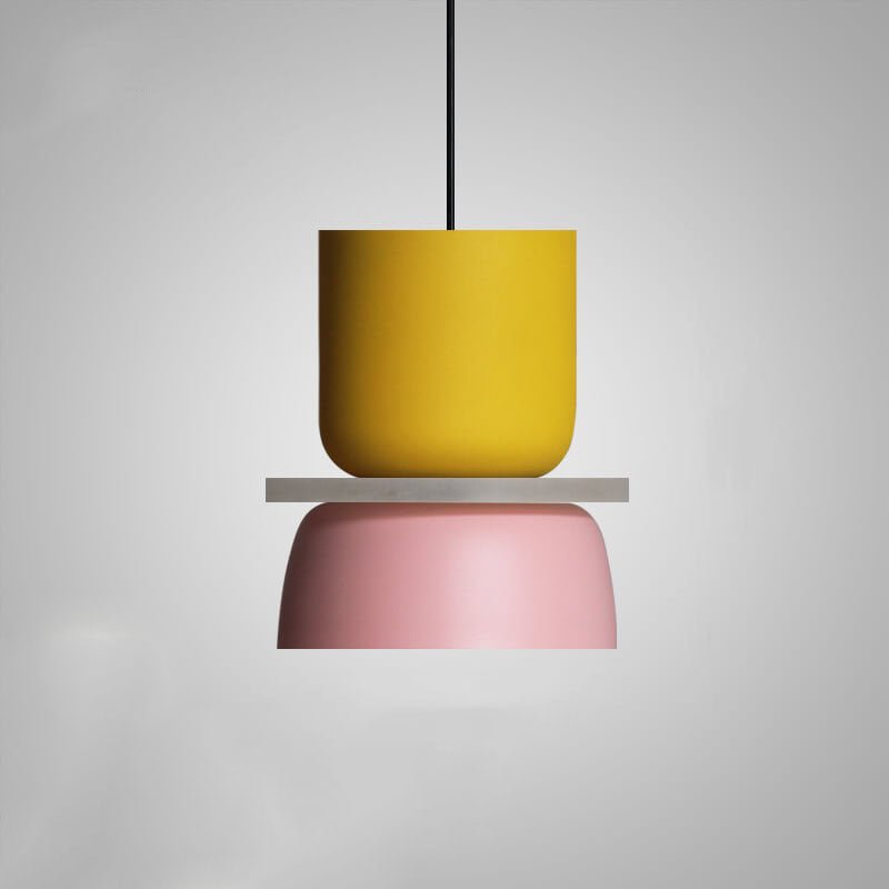 Suspension LED Métal Nordique Abat-Jour Macaron Étagé