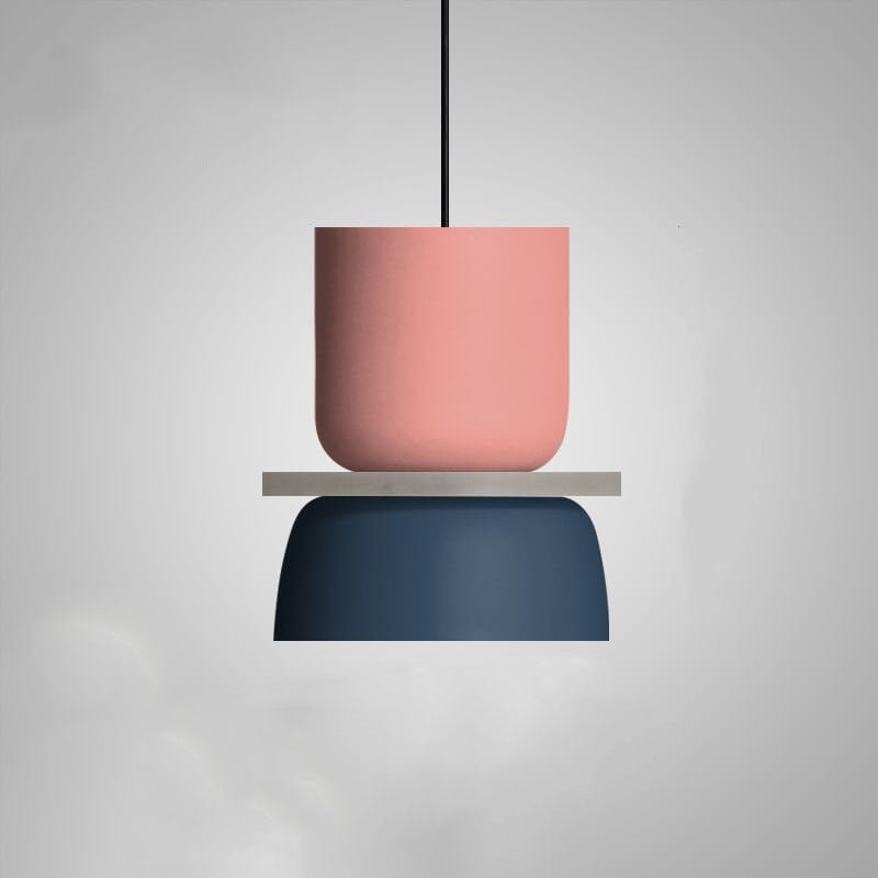 Suspension LED Métal Nordique Abat-Jour Macaron Étagé