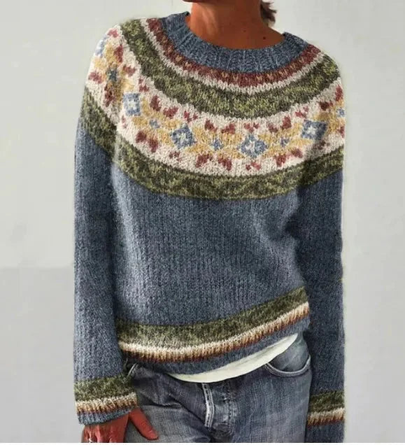 Damenpullover Retro Gestreift Bootsausschnitt Gestrickt Weiche Baumwolle
