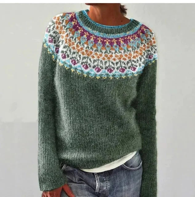 Damenpullover Retro Gestreift Bootsausschnitt Gestrickt Weiche Baumwolle