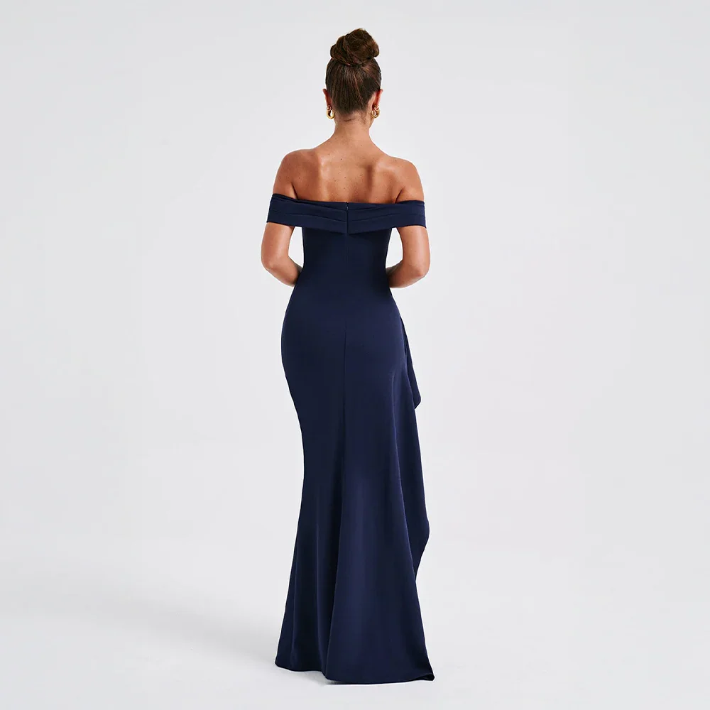 Robe Longue Femme Épaules Dénudées & Fente Élégante - Idéale