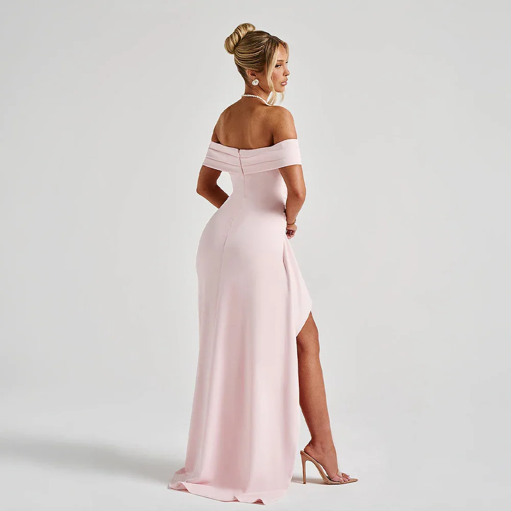 Robe Longue Femme Épaules Dénudées & Fente Élégante - Idéale