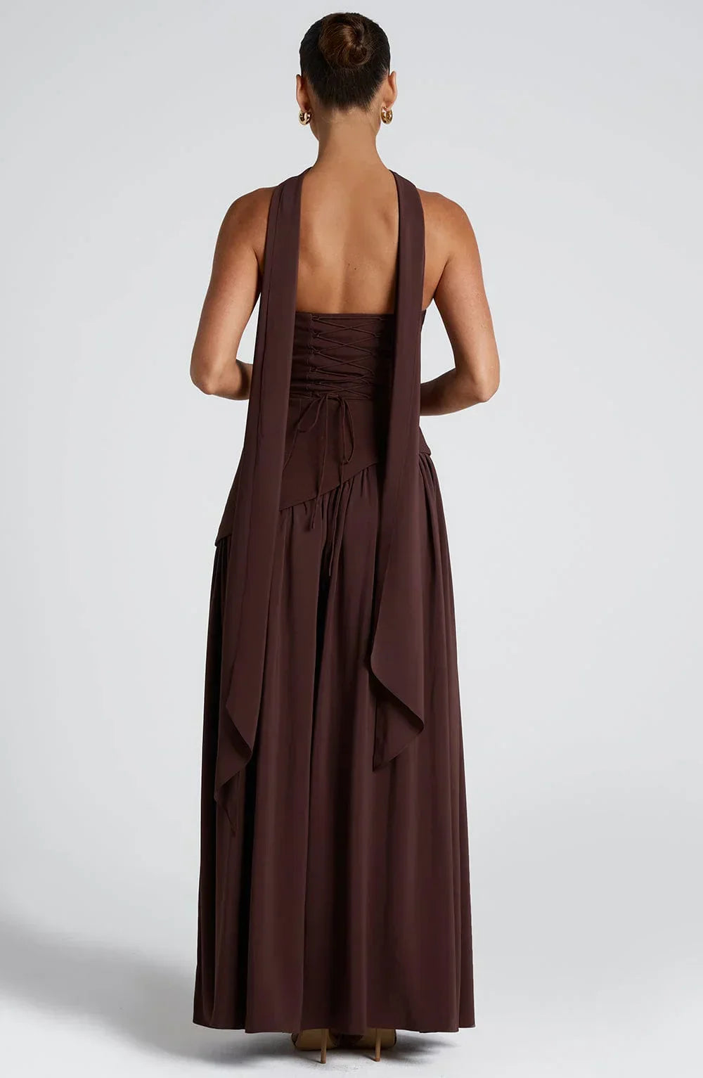 Langes Kleid mit Schlitz für Damen mit Korsett, elegant und modern, für