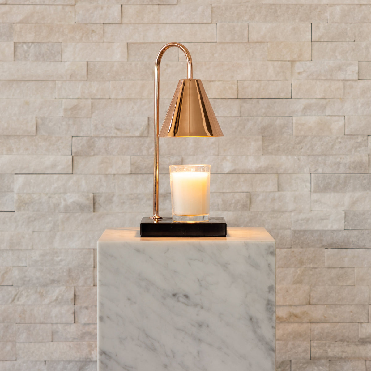 Lampe Chauffe-Bougie en Marbre - Lampe Fondante sans Flamme avec Minuteur