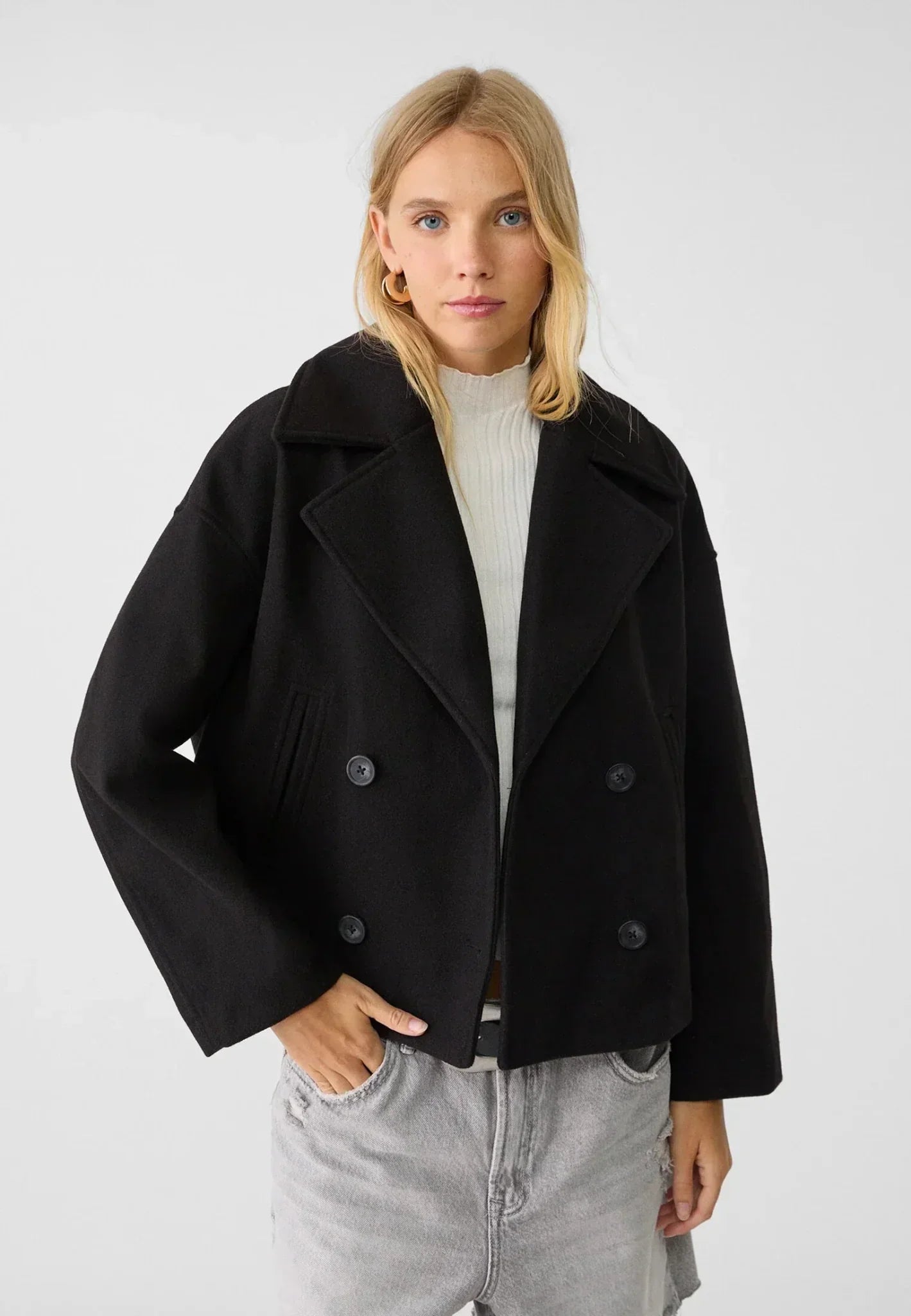 other : Rylee – Veste chic Croisée en Laine in Noir van Seroa