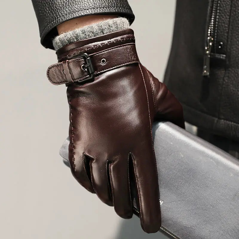 Gants en Cuir pour Hommes avec Doublure en Cachemire et Fonction Ecran Tactile