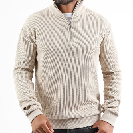 Pull Homme - Col Zippe a Texture Gaufree