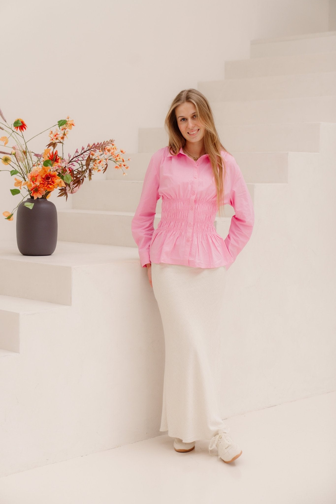 Viso linen skirt natural - Bij Keesje - - rok