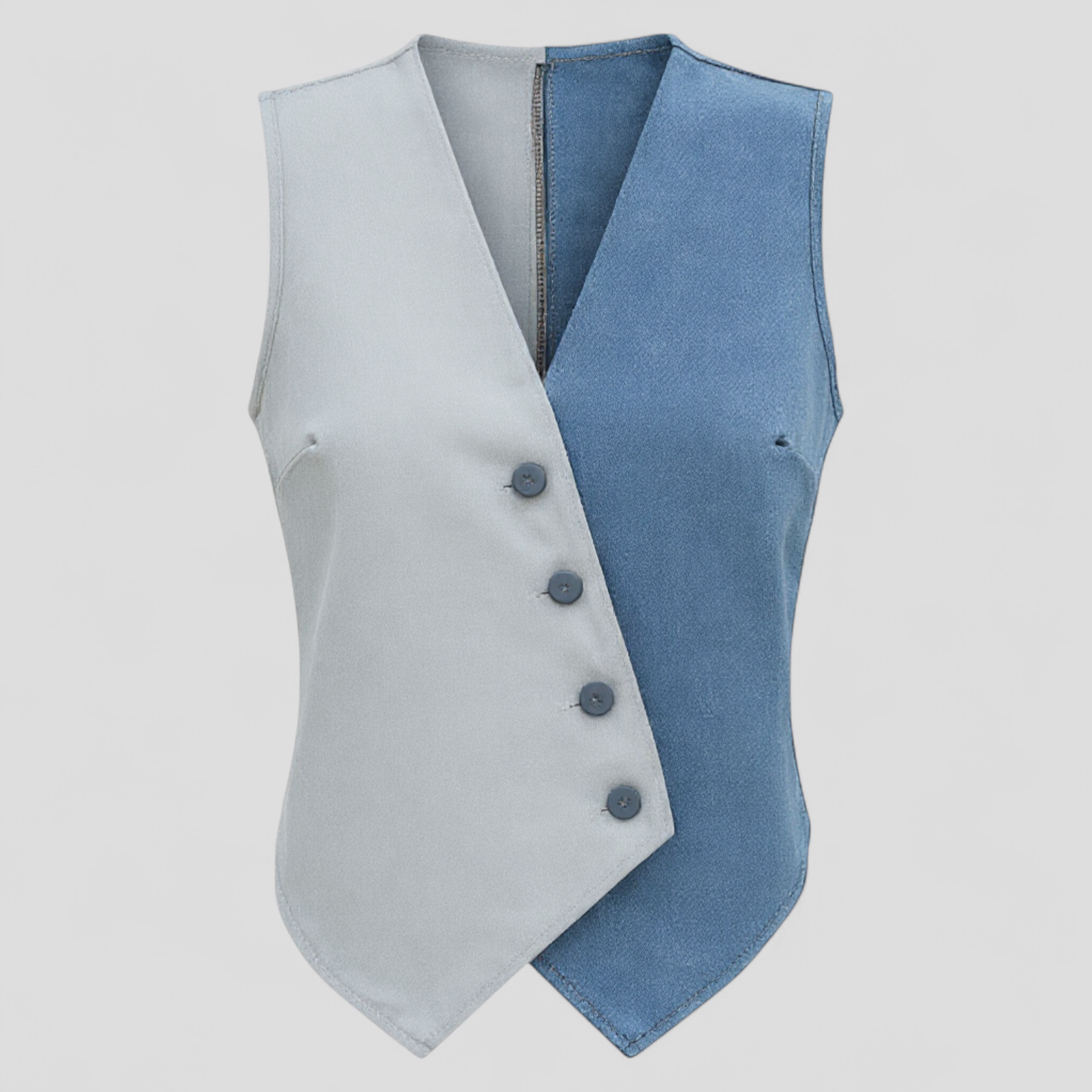 Blouse Sans Manches avec Boutons Asymétriques Femme