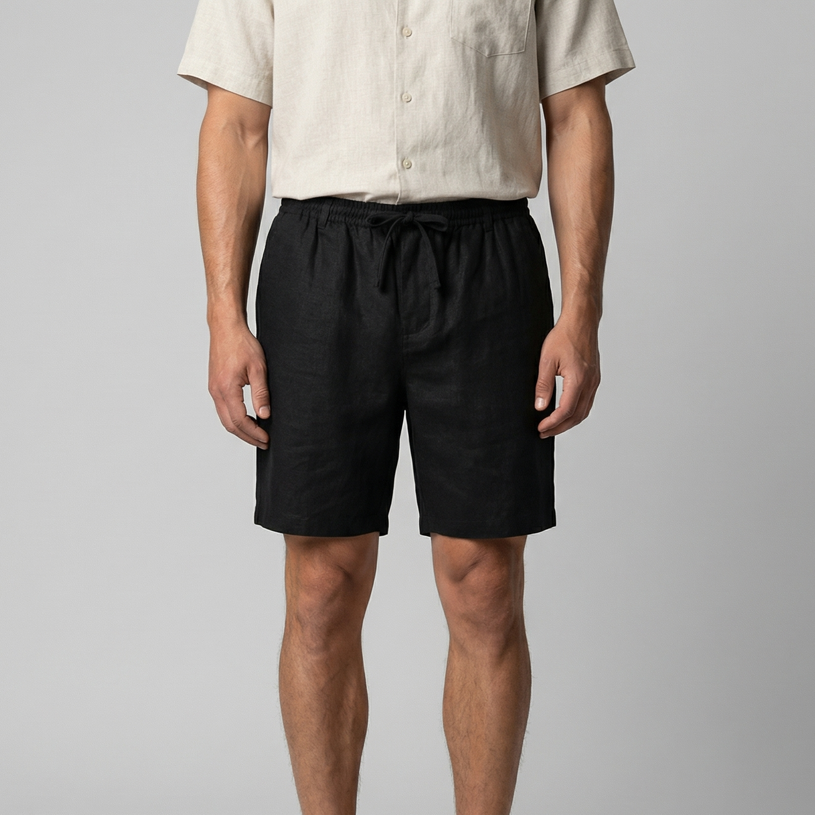 Short homme décontracté beige, coupe relax et respirante