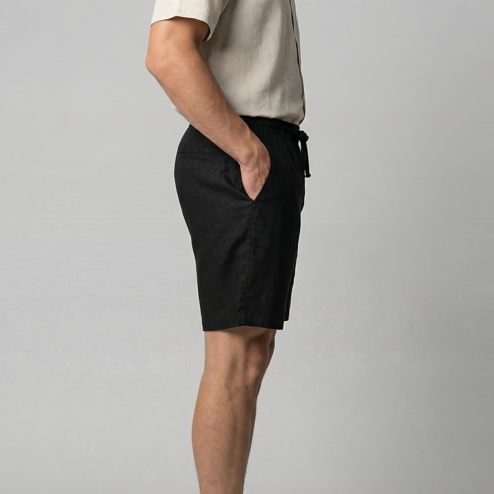 Short homme décontracté beige, coupe relax et respirante