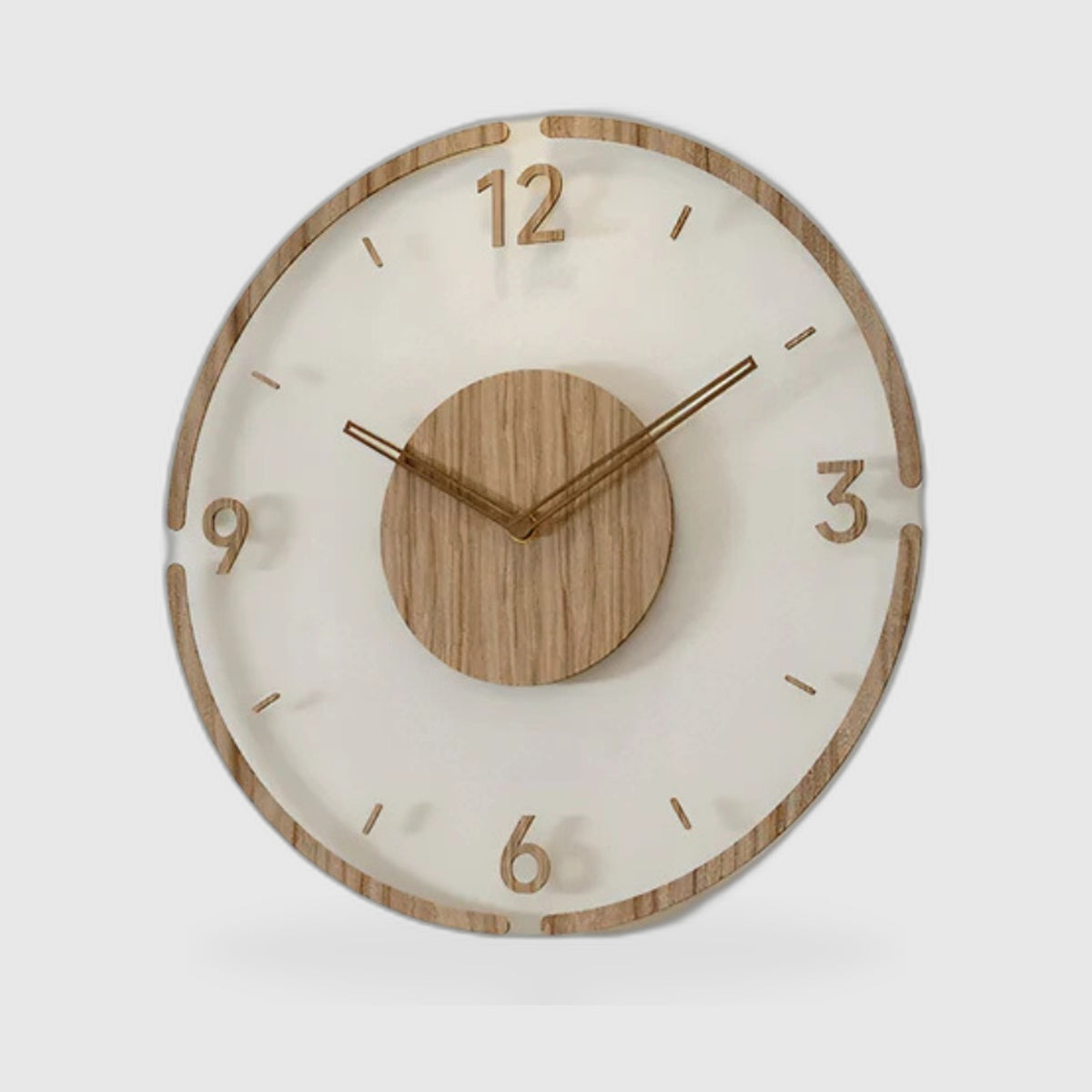Horloge Murale Moderne 30cm – Acrylique & Bois, Mécanisme Silencieux